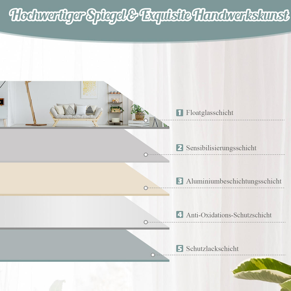 GANZKÖRPERSPIEGEL Wandspiegel Silber - Silberfarben, Glas (1/110/38cm) - COSTWAY