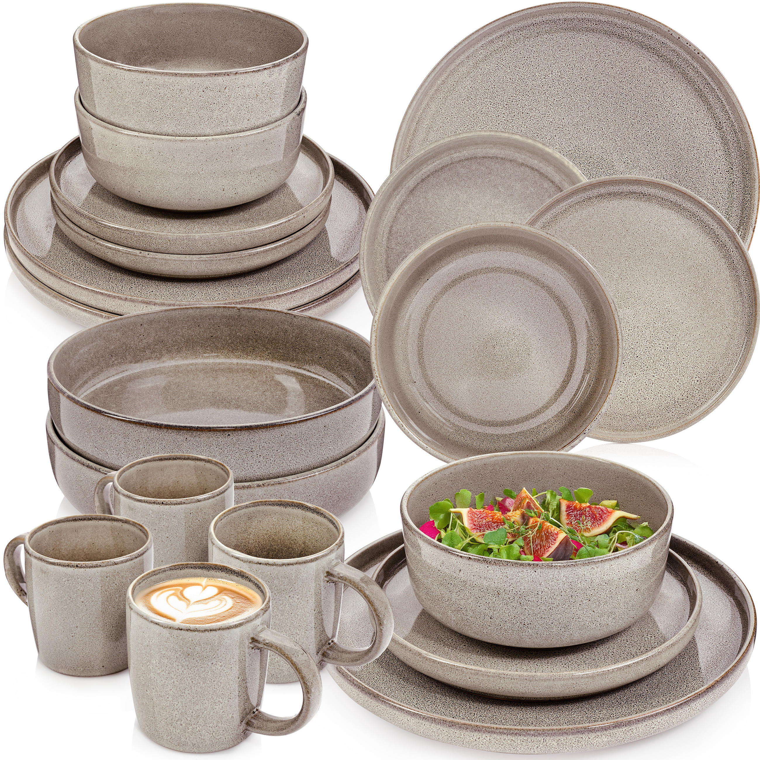 TAFELSERVICE KAIRO CLAY - 20 teilig aus Steingut - Grau, Keramik (40/50/40cm) - Sänger
