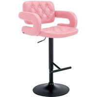 BARHOCKER Dublin 65-85 cm schwarz pink - Pink, Leder (62/103/55cm) - furnicato
