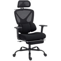 BÜROSTUHL in Schwarz 73x75x128 cm mit Netzrückenlehne, verstellbarer Kopfstütze und Fußstütze - Schwarz, Kunststoff (75/128/73cm) - IVMEU