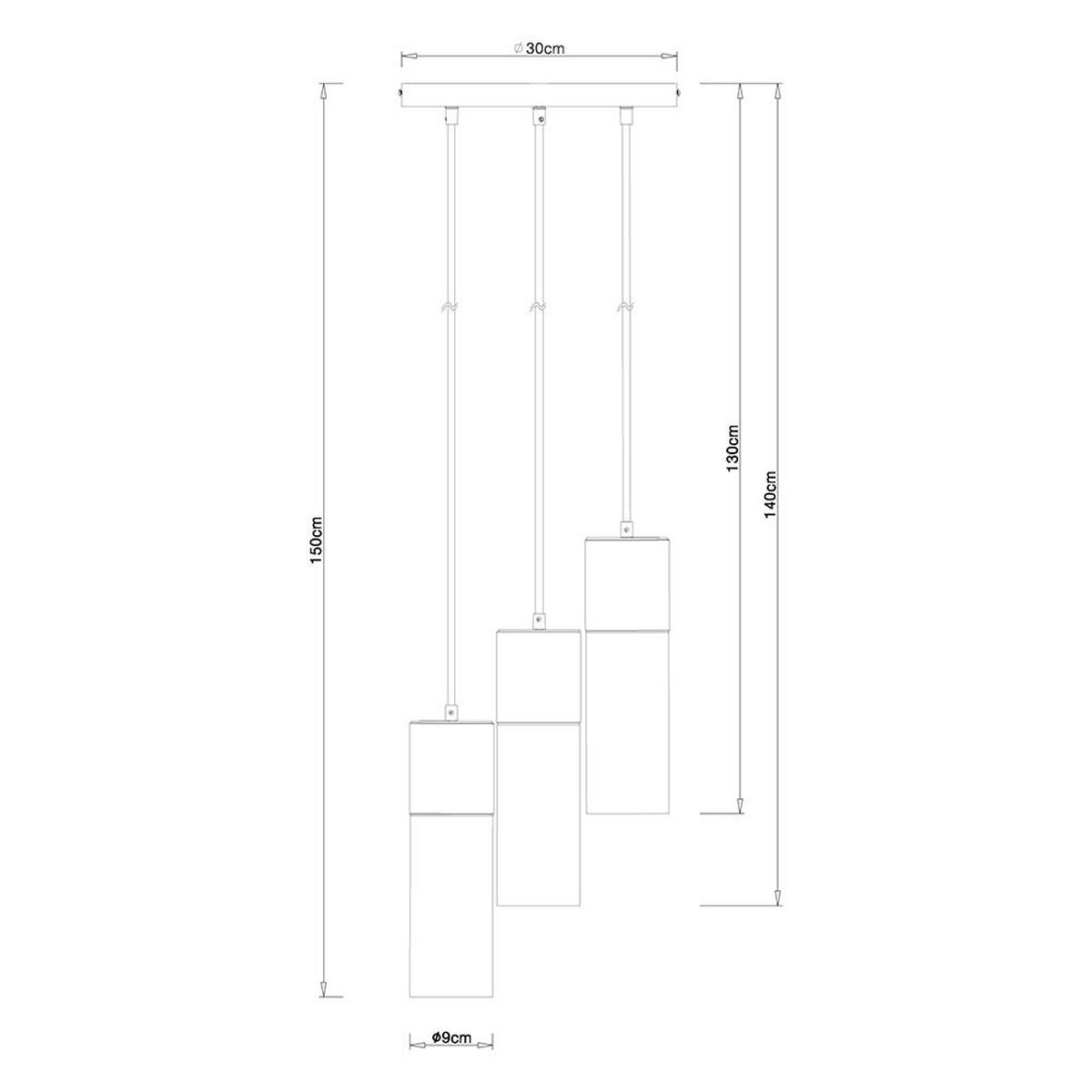 HÄNGELEUCHTE Metall Rauchglas Grau - Schwarz, Metall (30/30/150cm) - Globo Lighting
