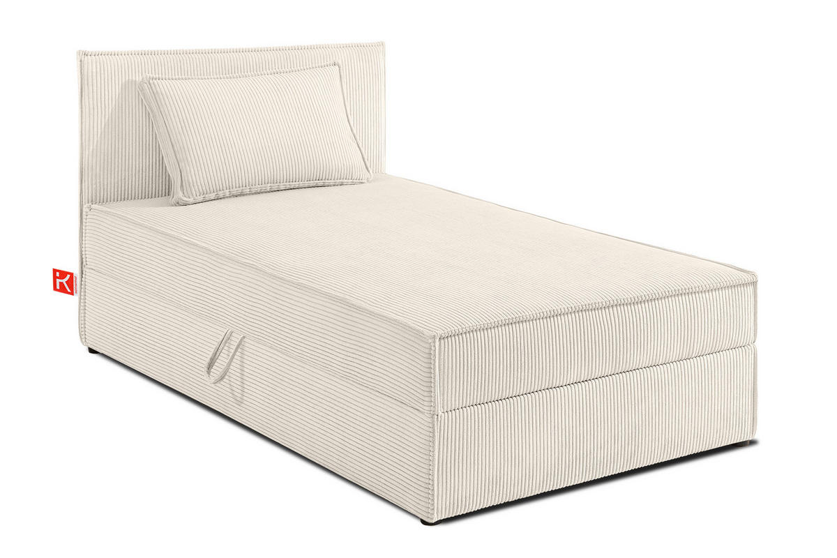 BOXSPRINGBETT ROTI Einzelbett, ecrufarben - Ecru/Schwarz, Holz/Holzwerkstoff (80/200cm) - KONSIMO®