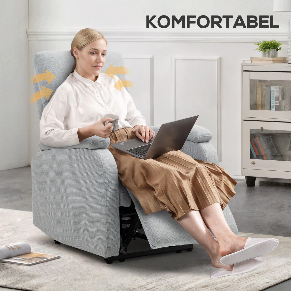 RELAXSESSEL, mit Liegefunktion, bis 150 kg belastbar, Grau - Grau, Metall (69/103/91.5cm) - HOMCOM