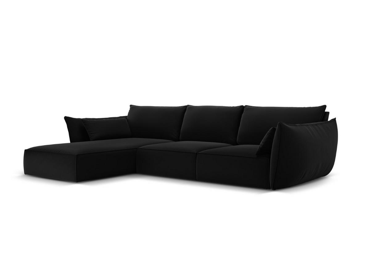 ECKSOFA links Kaelle aus Samt schwarz 4 Sitzplätze - Schwarz, Textil (171/308cm) - Micadoni
