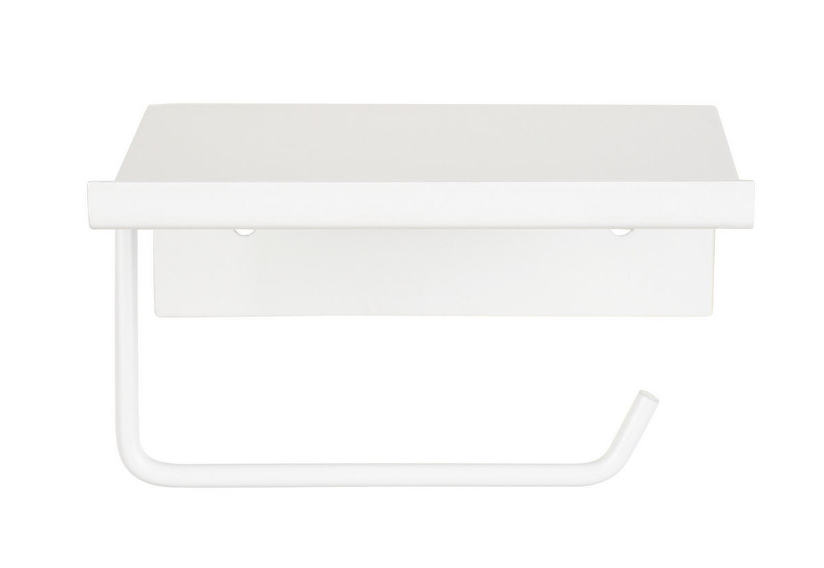 TOILETTENPAPIERHALTER aus Metall mit Ablage Desulo 14/12/6,2 cm - Weiß, Metall (12/6.2/14cm) - Wenko