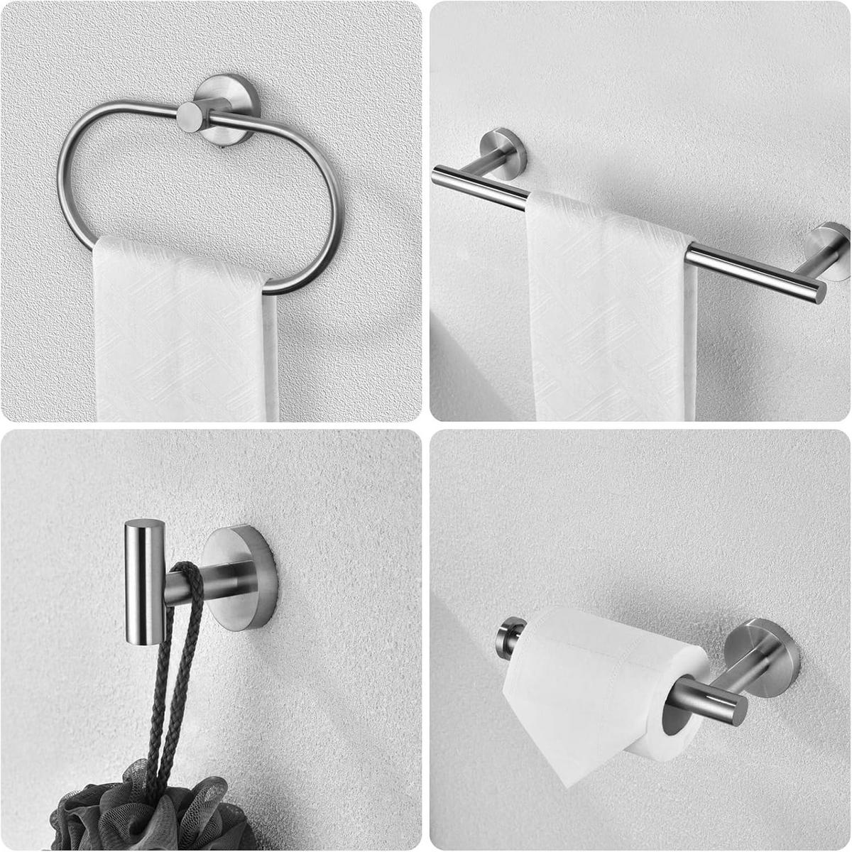 BADEZIMMER-REGAL-SET, silber, 42/18/6 cm - Silberfarben, Metall (18/6/42cm)