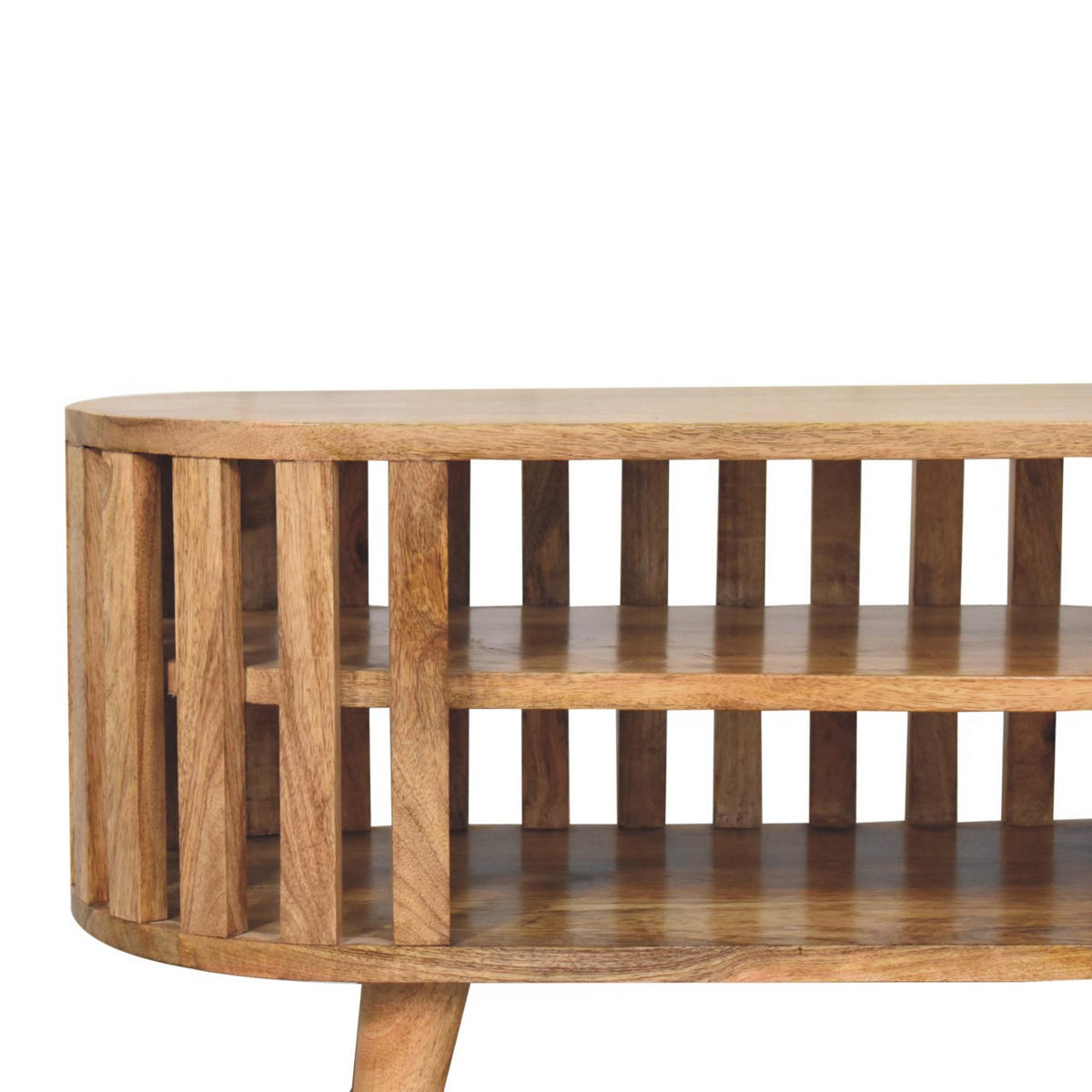 TV-MÖBEL Mini Ariella, 2 Offene Regale, Hellbraun - Hellbraun/Beige, Mangoholz/Holz (88/47/30cm) - Artisan Furniture