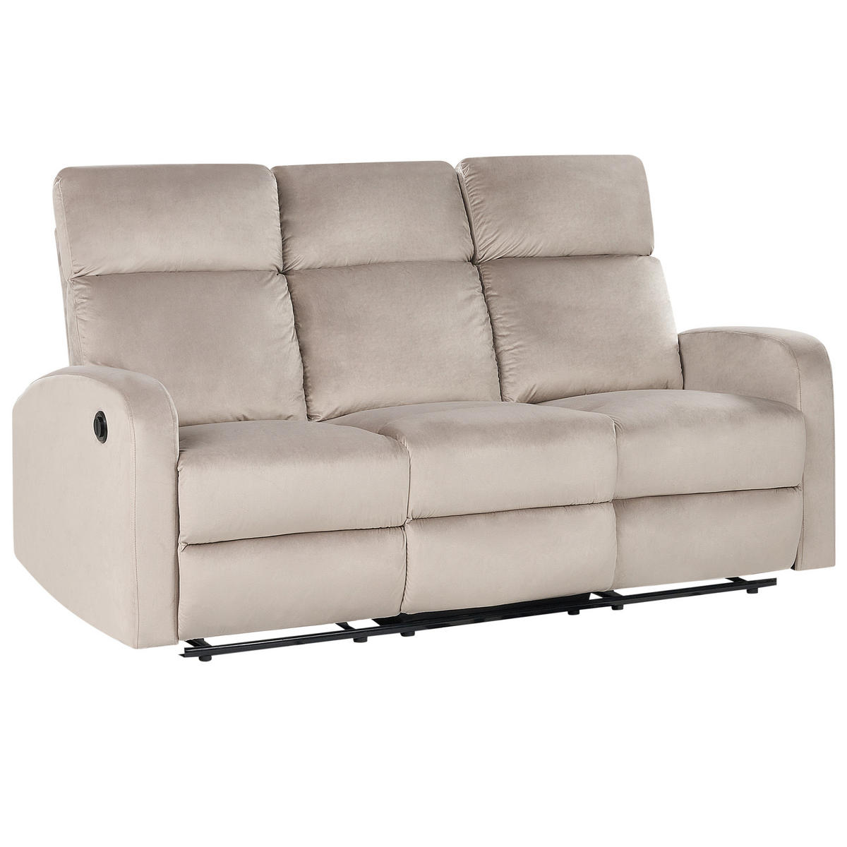 3-SITZER-SOFA Samtstoff taupe elektrisch verstellbar Verdal - Beige, Textil (180/102/73cm) - Beliani
