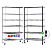 GITTERREGAL 2er - Set HADES mit Rollen & 6 Gitterböden Metall 160x90x40cm Schwarz - Schwarz, Metall (90/160/40cm) - PROREGAL