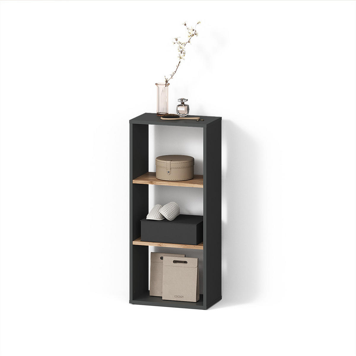 AUFBEWAHRUNGSREGAL Ortello Anthrazit/Goldkraft Eiche 40 x 90.5 cm - Honigeiche/Anthrazit, Holzwerkstoff (40/90.5/24cm) - Livinity®