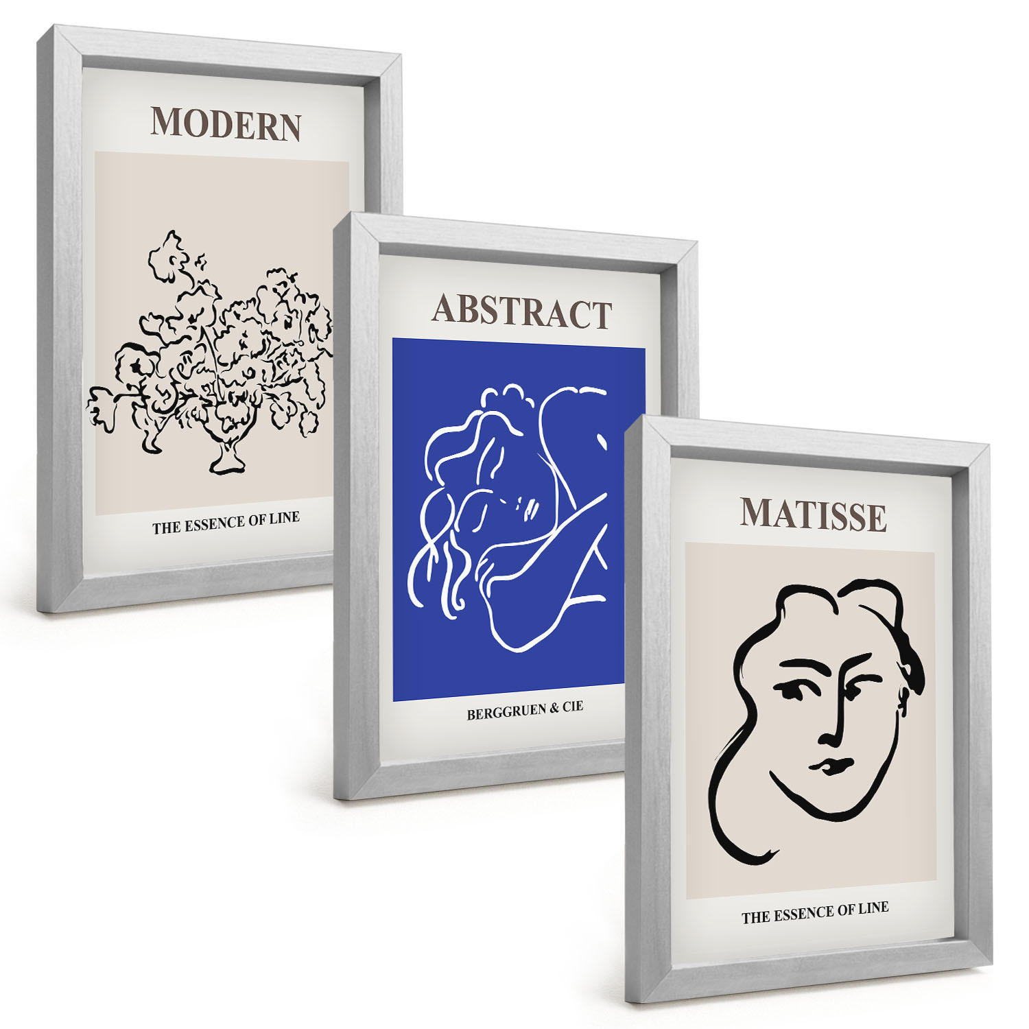 BILDER SET 3er Set - 20x30 cm Silberner Rahmen - Matisses moderne Plakate - Silberfarben, Kunststoff (20/30cm) - TULUP