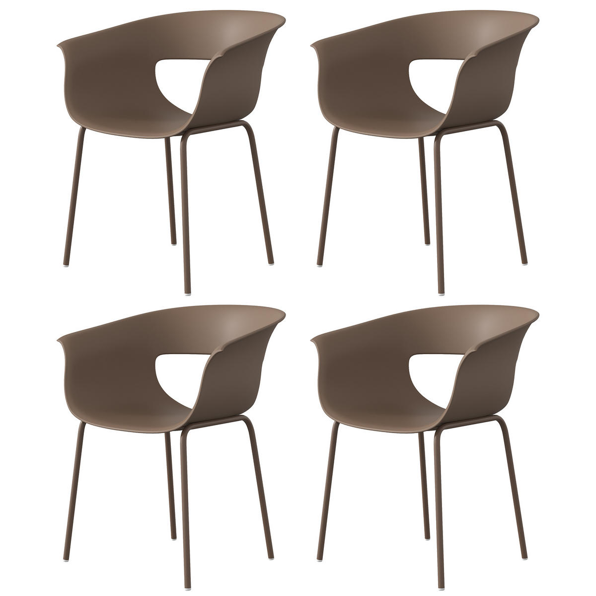 GARTENSTÜHLE 4er-Set DE-08357 ergonomisch mit Ausschnittdesign Kaffee - Mokka, Metall (51/74/61cm) - ComfortXL