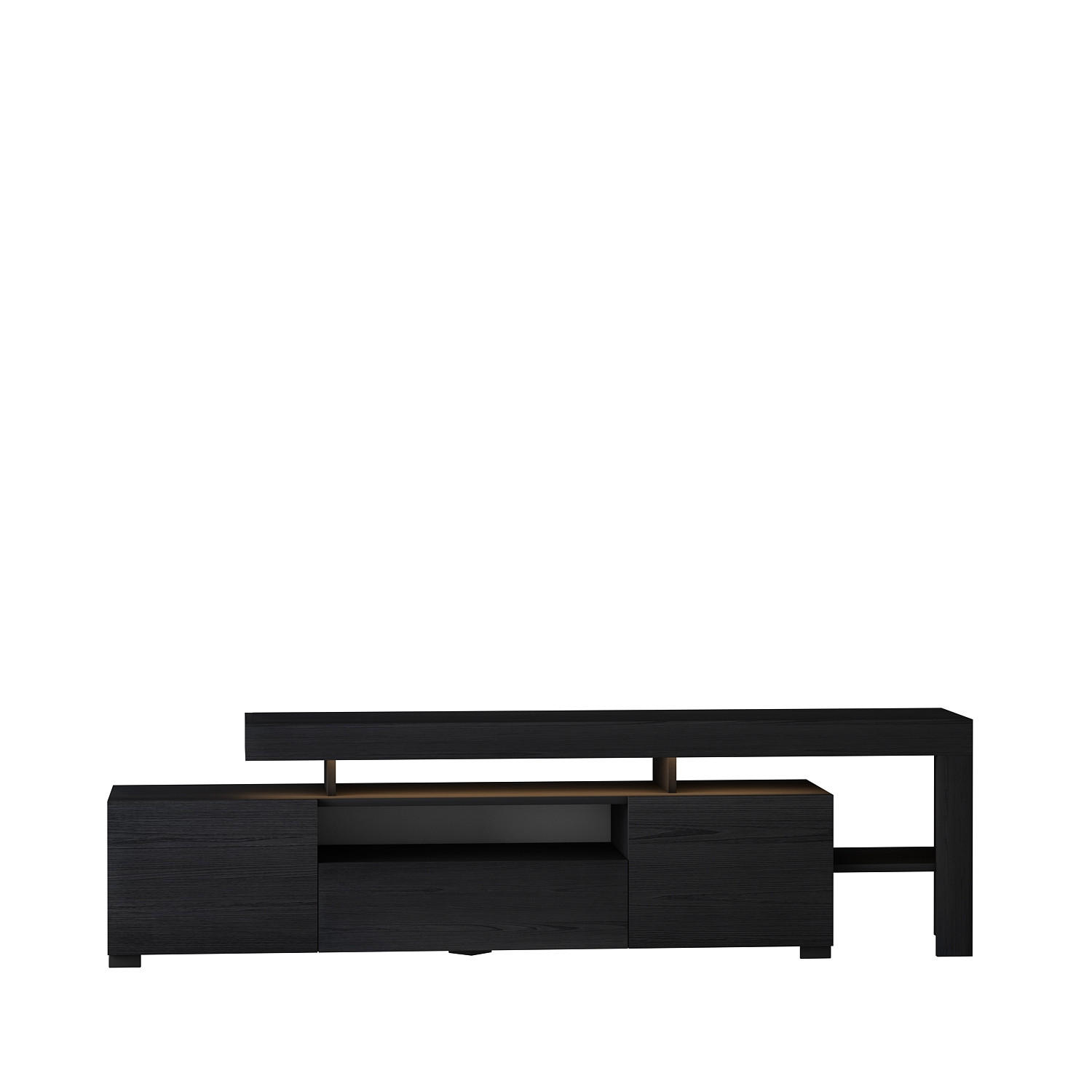 TV-LOWBOARD Schwarz mit LED Beleuchtung 9055 - Schwarz, Holzwerkstoff (192/53/37cm) - moebel17
