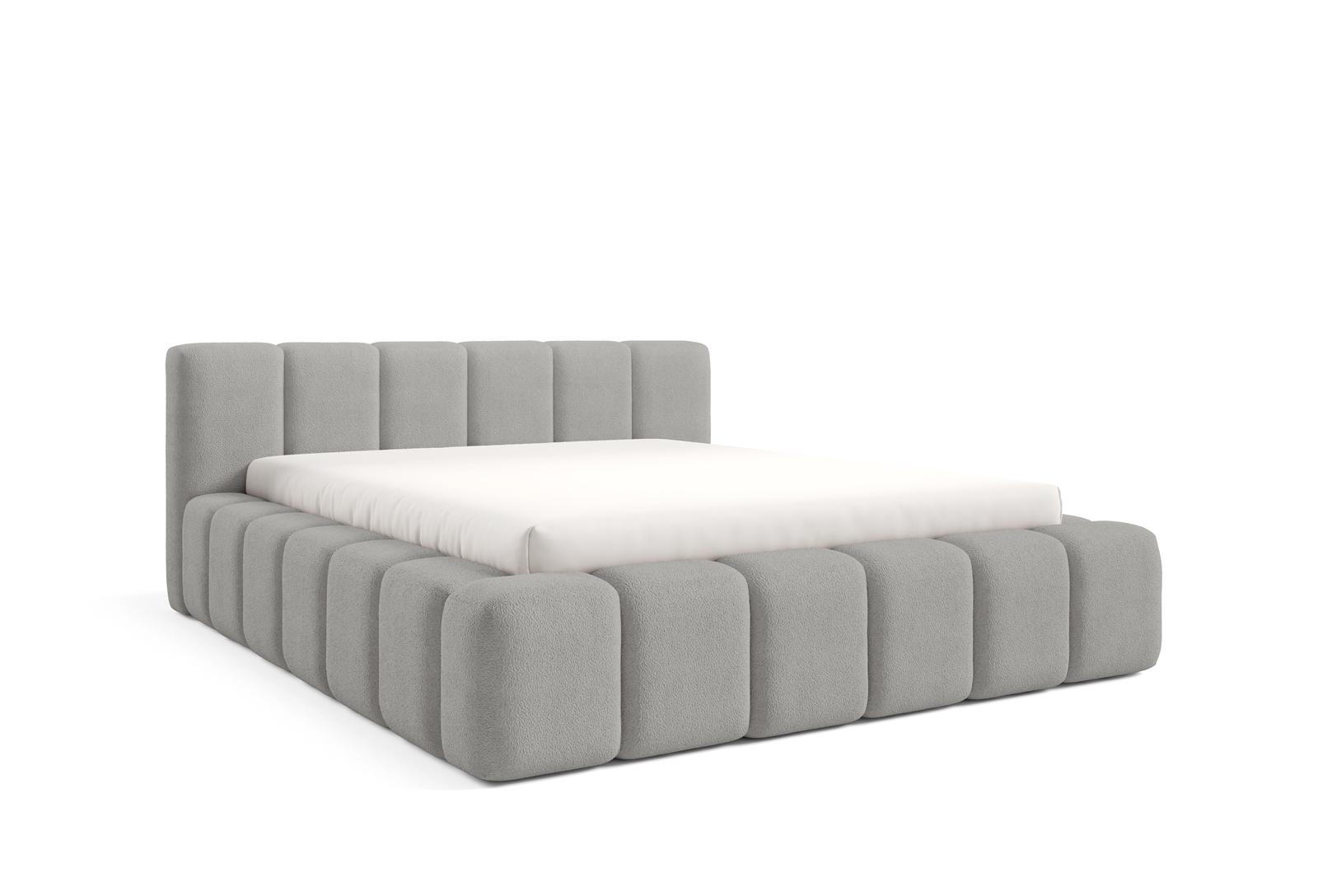 POLSTERBETT KALLA Premium 180x200 cm mit Bettkasten – QUELLE 83 - Hellgrau, Holz - Dekori_Interiors