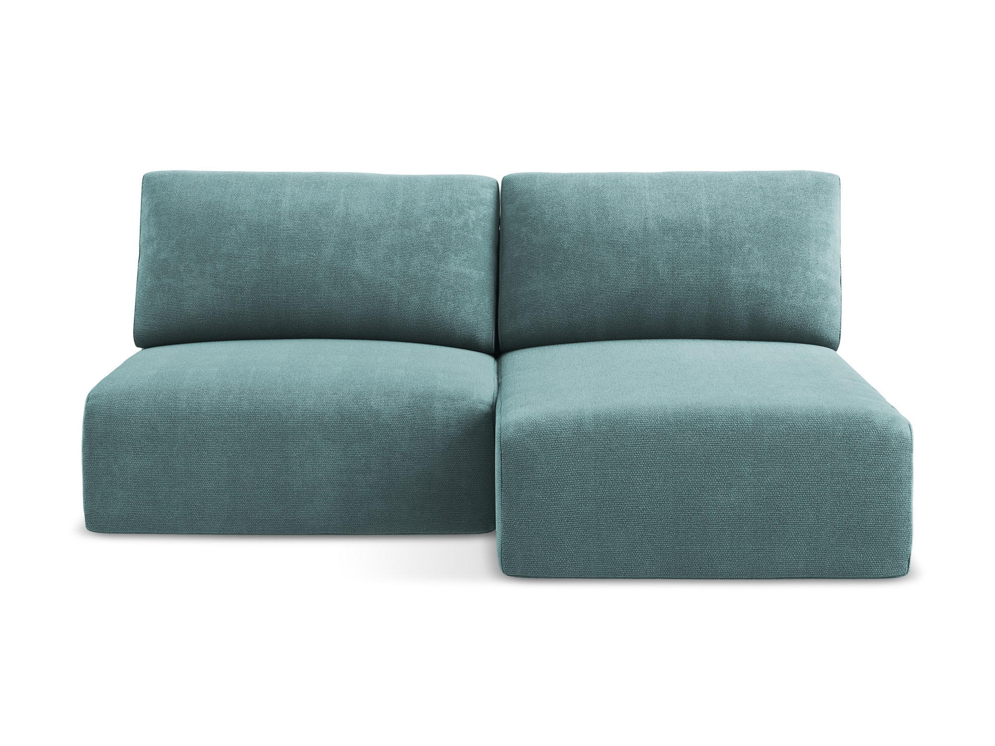 ECKSOFA mit Schlaffunktion rechts Chenille Stoff Blau - Blau/Beige, Kunststoff/Textil (210/149cm) - Makamii