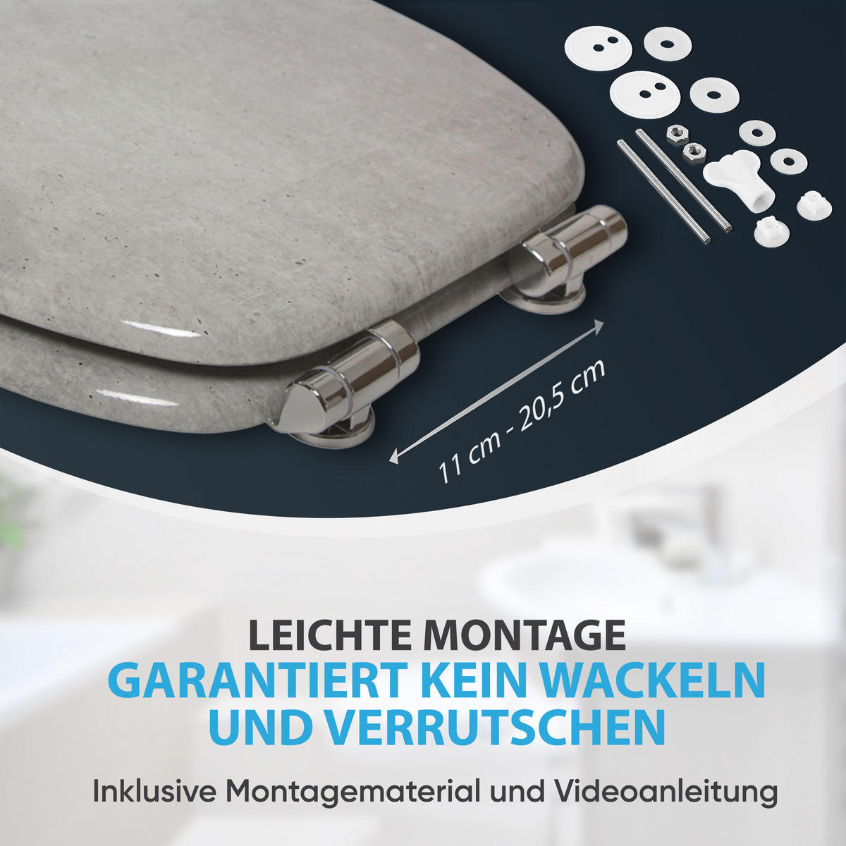 WC-SITZ mit Absenkautomatik Beton - Grau, Holzwerkstoff (38/6/47cm) - Sanilo