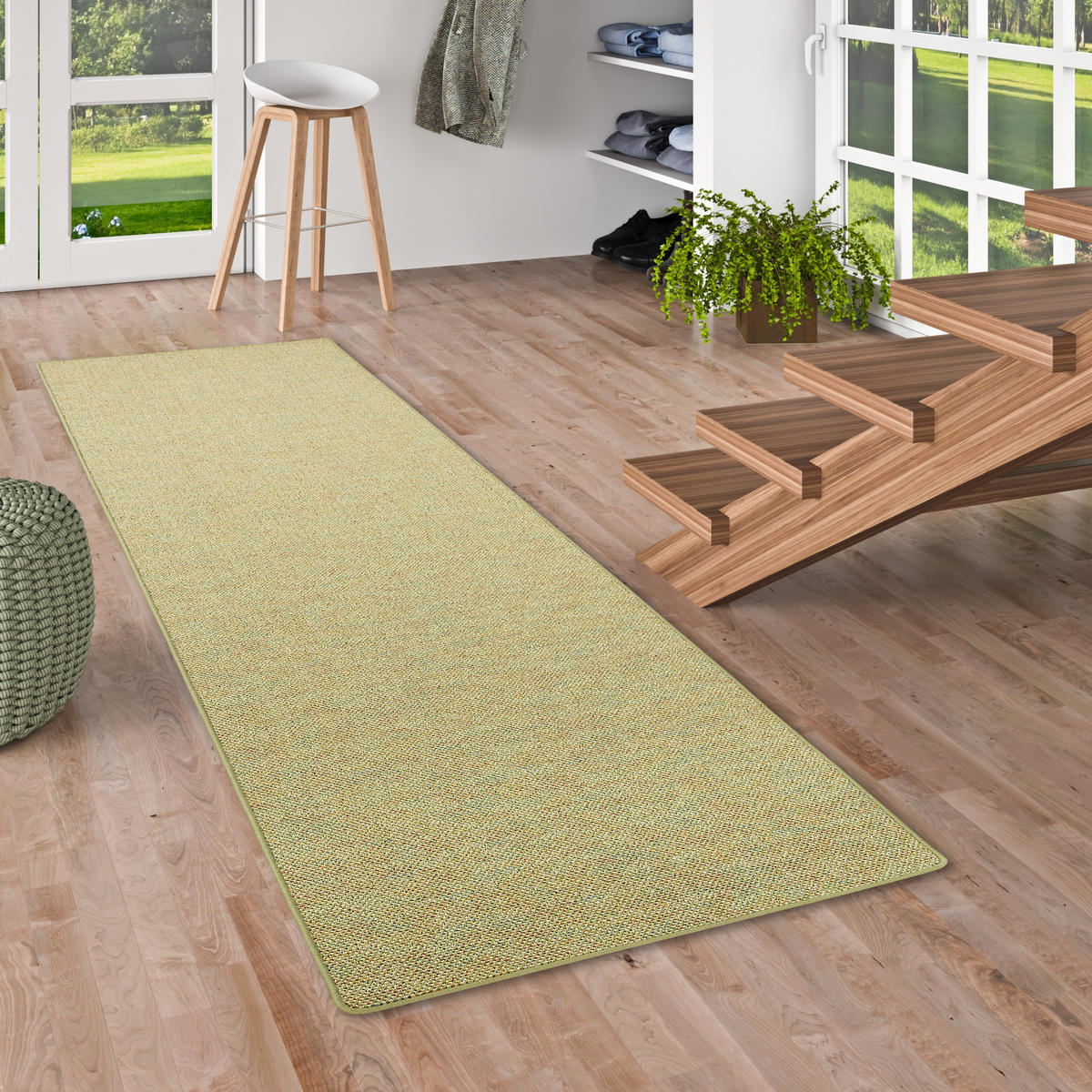 LÄUFER TEPPICH SCHLINGEN TEPPICH ALMA MELIERT - Grün, Textil (80/160cm) - Snapstyle