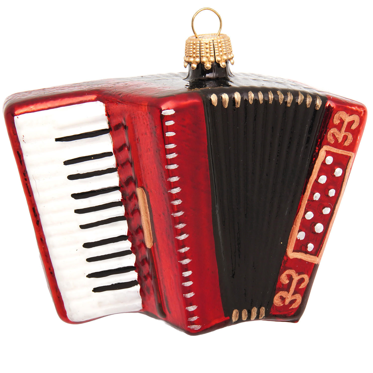 CHRISTBAUMSCHMUCK Akkordeon Rot 9cm (Glas / 1 Stk.) - Rot, Glas (4/7/9cm)