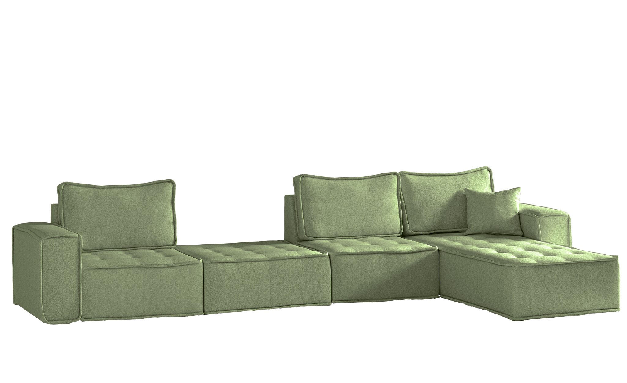 ECKSOFA Sande Xl In Alpine - Hellgrün, Holzwerkstoff/Textil (372/192cm) - Fun Möbel