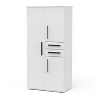 KLEIDERSCHRANK mit 3 Türen und 2 Schubladen in mattweiß 90,4/50/188 cm - Weiß, Holzwerkstoff (50/188/105.9cm) - Calicosy