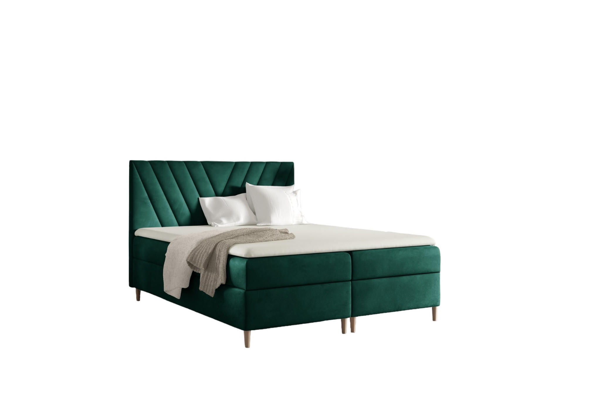 BOXBETT Espen In überlänge - Grün, Holzwerkstoff/Textil (140/220cm) - Fun Möbel
