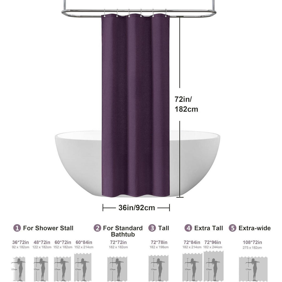 DUSCHVORHANG Waffelstoff Lila 92 x 182 cm - Lila, Textil (92/182cm)