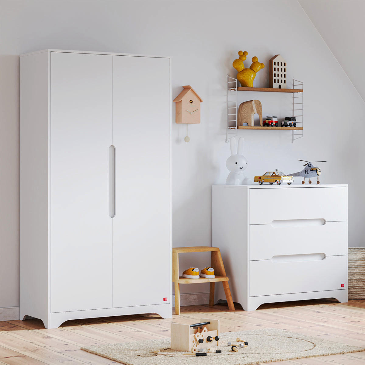 SOBA ZA BEBE 2-dijelni Ova Bijela - bijela, drvni materijal (88.5/89.5/52cm) - Petits-meubles