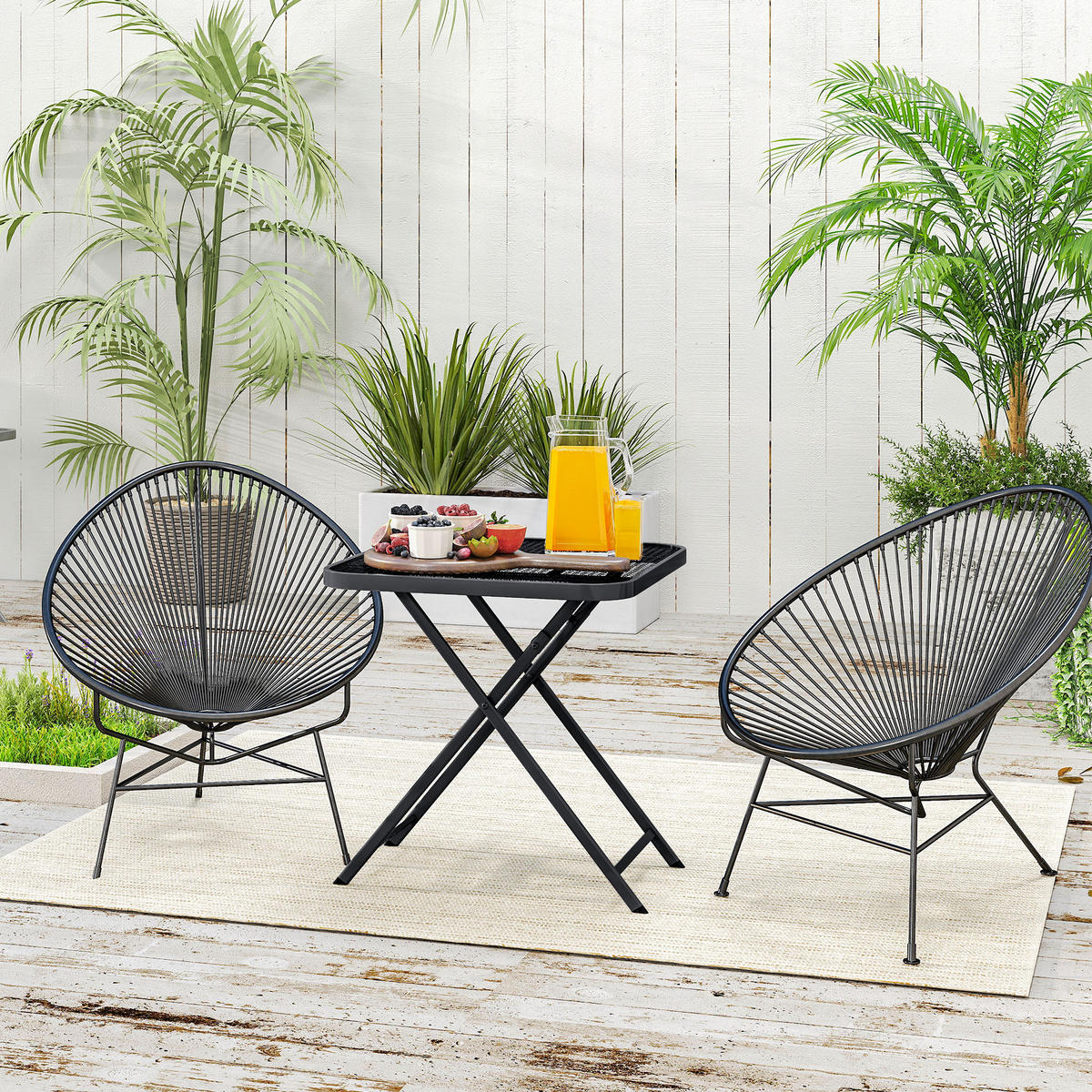 GARTENTISCH DE-07279 klappbar mit Ausschnitt-Design Schwarz - Schwarz, Metall (70/70/72cm) - ComfortXL