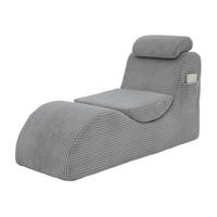 KŘESLO 160/66/90 cm světle šedé z manšestru s ergonomickým opěradlem a boční kapsou - světle šedá, textil (66/90/160cm) - OKWISH