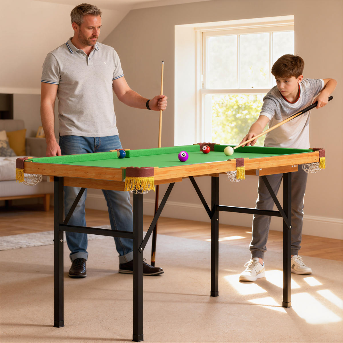 KLAPPBARER BILLARDTISCH DE-10820 Grün - Grün, Holzwerkstoff (63/120cm) - ComfortXL