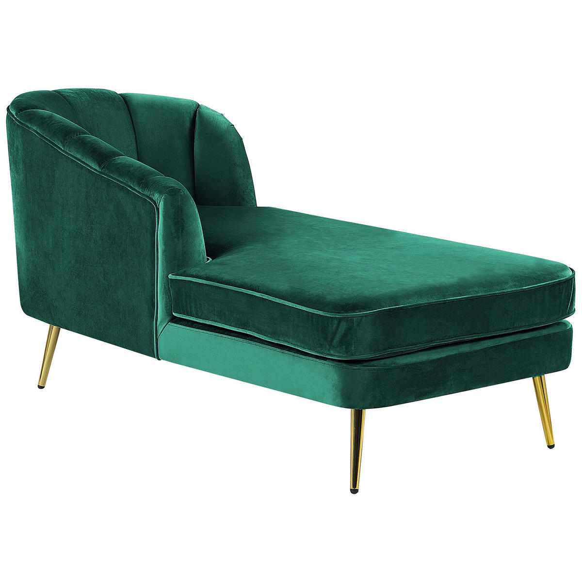 CHAISELONGUE Samtstoff smaragdgrün rechtsseitig Allier - Goldfarben/Grün, Textil (150/75/76cm) - Beliani