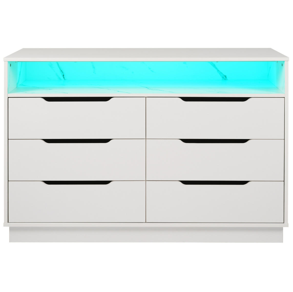 SIDEBOARD 120/40/85 cm Weiß aus Spanplatte mit LED - Weiß, Holzwerkstoff (120/85/40cm) - OKWISH