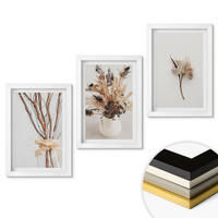 WANDBILDER 3er-Set - 20x30 cm Weißer Rahmen - Blumenzweige minimalistisch - Weiß, Kunststoff (20/30cm) - ArtPrintCave