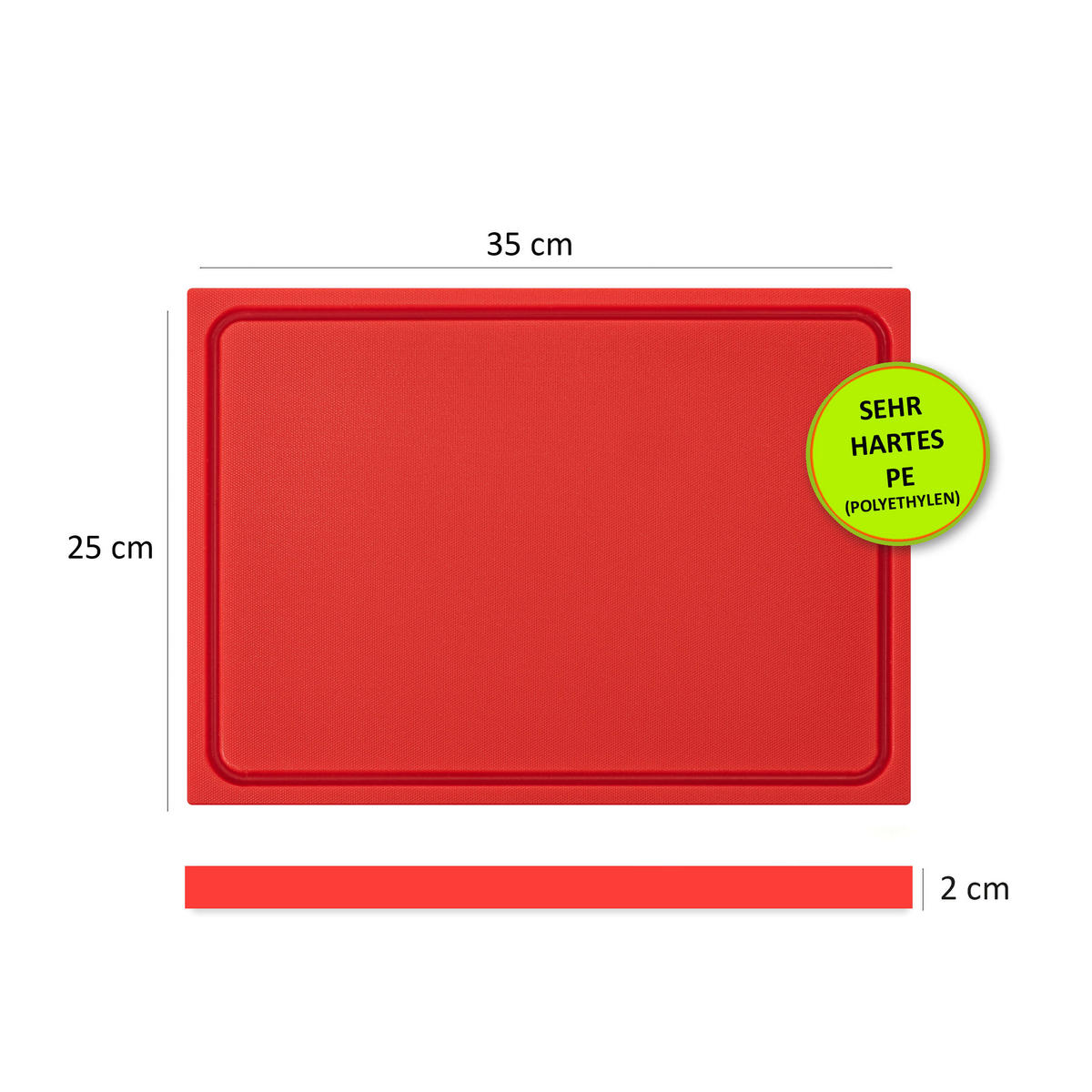 SCHNEIDEBRETT HDPE500 35x25x2 cm - Rot, Kunststoff (25/35cm) - Muvell