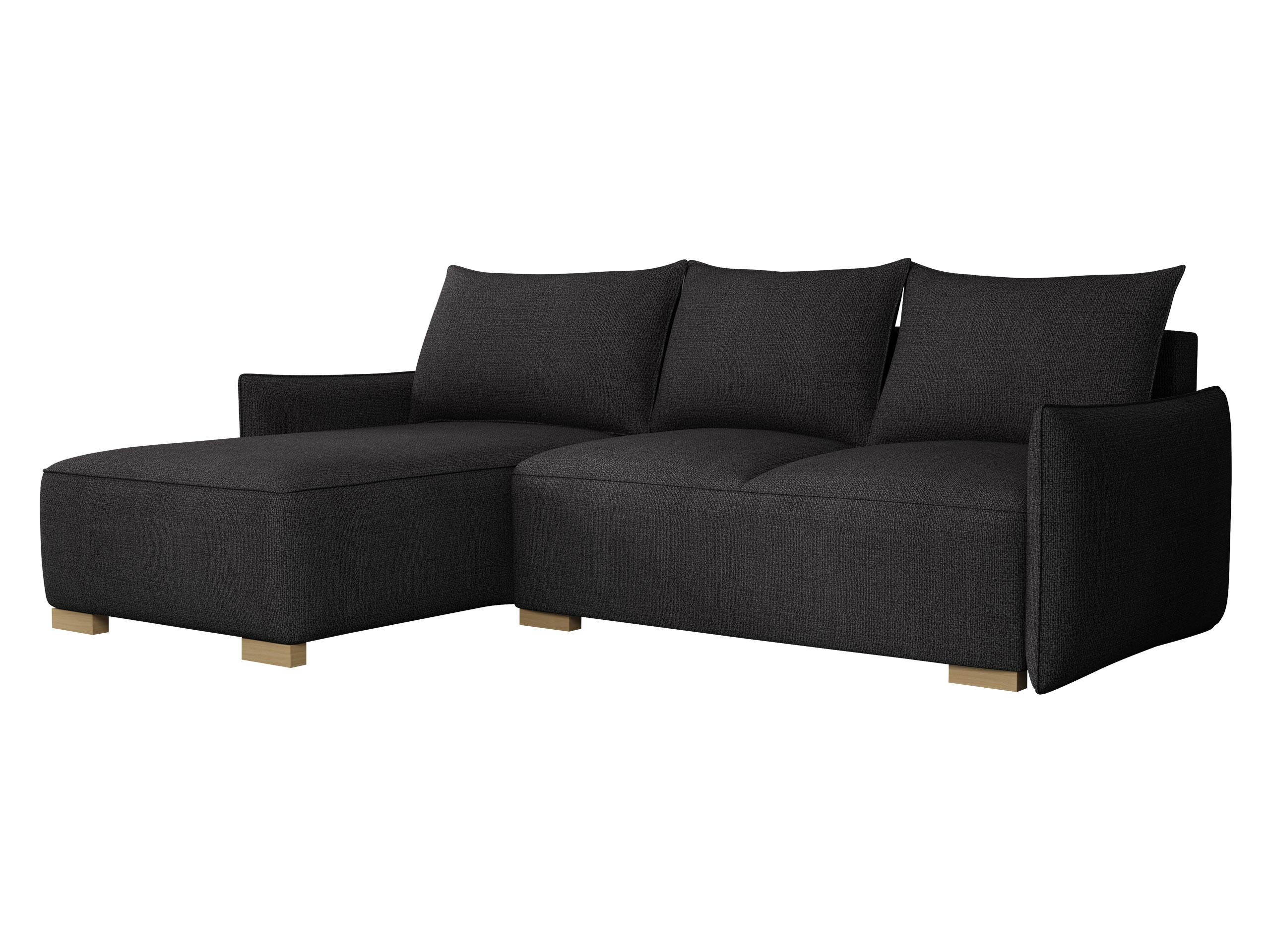 ECKSCHLAFSOFA Focus L - Schwarz/Naturfarben, Holz/Textil (240/155cm) - MIRJAN24