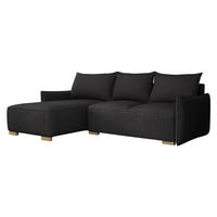 ECKSCHLAFSOFA Focus L - Schwarz/Naturfarben, Holz/Textil (240/155cm) - MIRJAN24