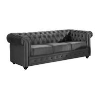 SOFA 3-Sitzer - Samt - Anthrazit - CHESTERFIELD - Anthrazit, Textil (88/72/205cm) - Vente-Unique
