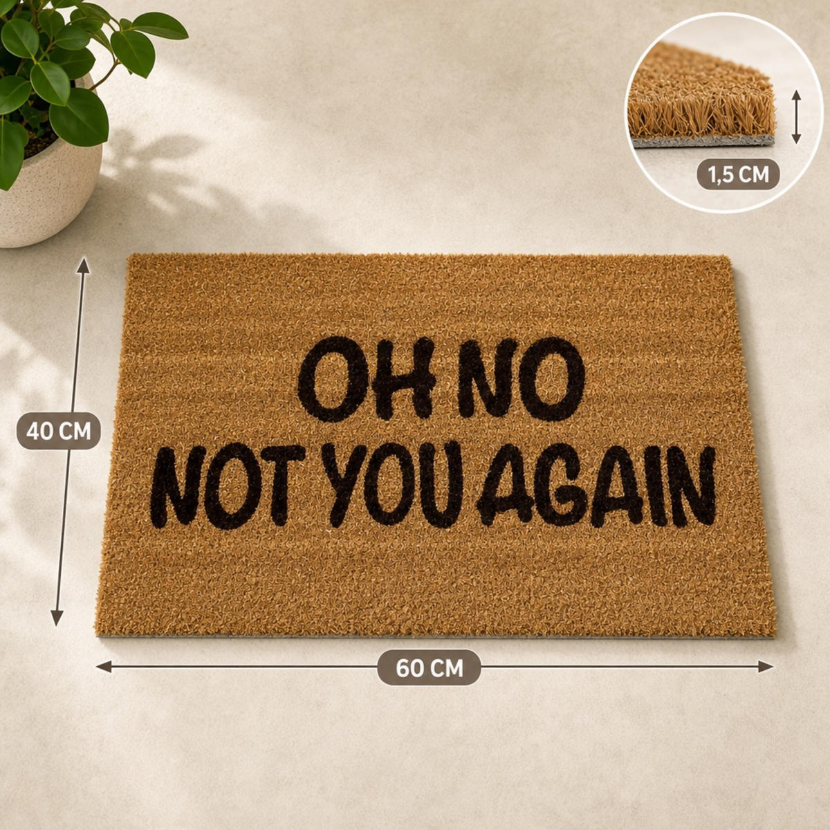 ROHOŽKA přírodní hnědá kokosová guma protiskluzová 40x60 cm - světle hnědá, textil/plast (40/60cm) - Relaxdays