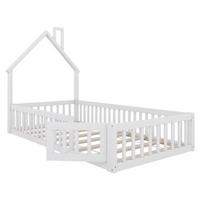 HAUSBETT 90x200 cm – Kinderbett mit Schornsteinform, inkl. Lattenrost, Kiefernholz, minimalistisch, Weiß - Weiß, Holz - Ej. Life