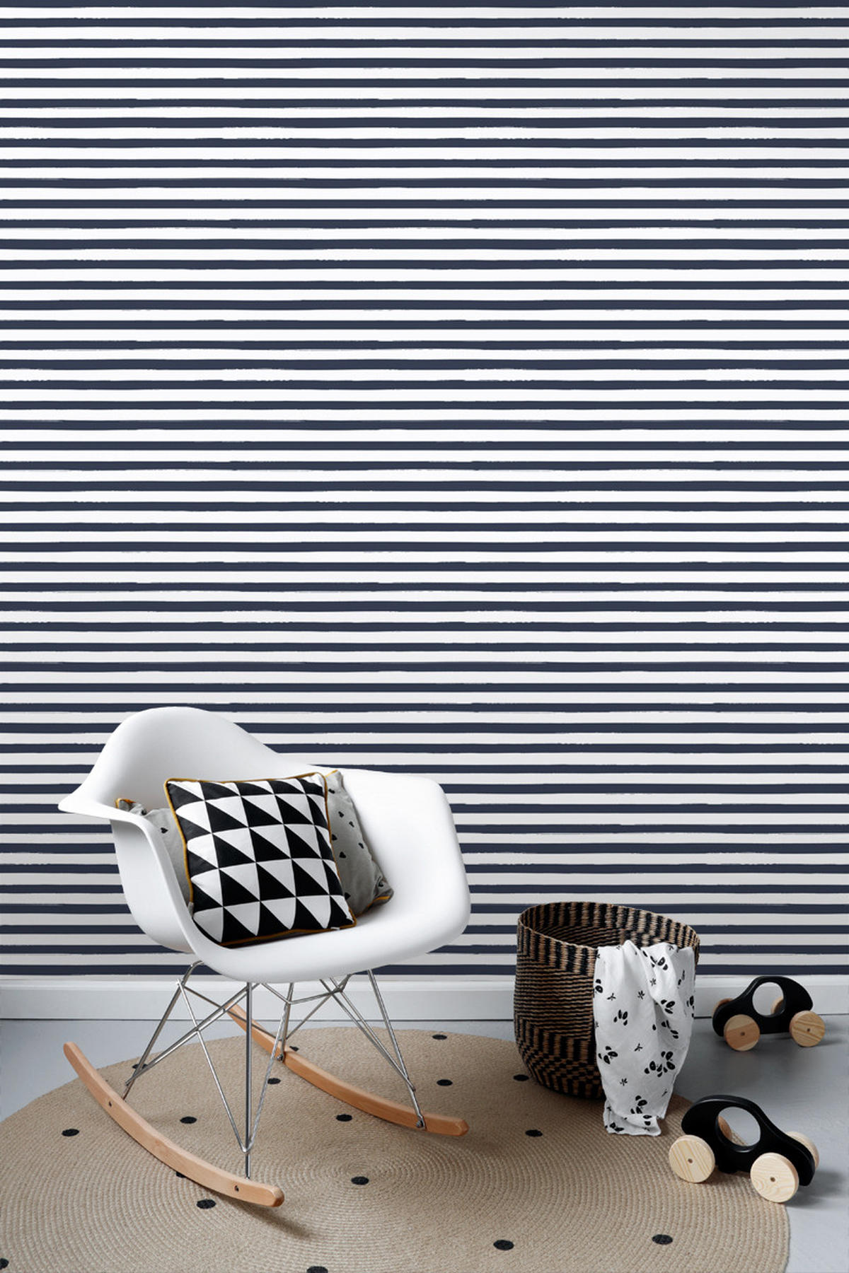 TAPETE gemalte Streifen 53 cm x 10.05 m - Blau, Papier (53/1000cm) - ESTAhome