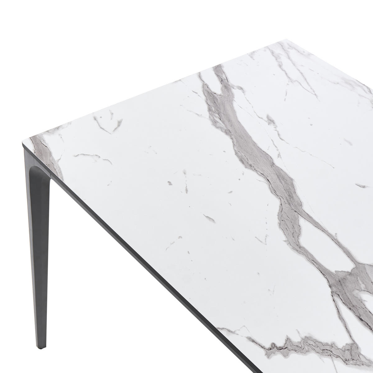 ZAHRADNÍ STŮL 180/90 cm Mramor Look Bílý Mramor Sovareto - tmavě šedá, plast (180/90/75cm) - Beliani