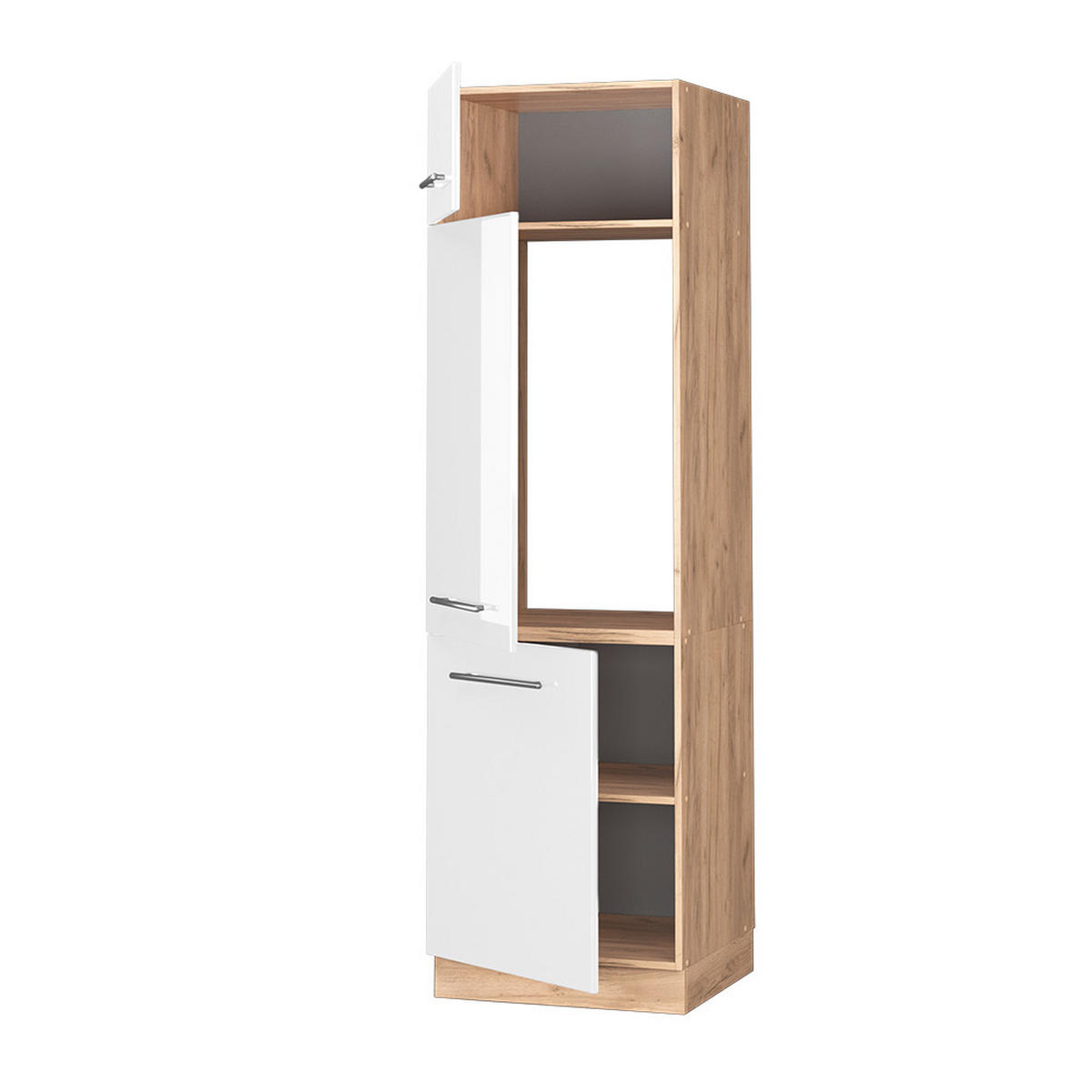 KÜCHENSCHRANK Fame-Line Weiß Hochglanz 60 cm - Honigeiche/Weiß Hochglanz, Holzwerkstoff (60/206.8/58.1cm) - Vicco