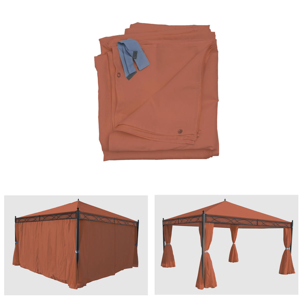 SEITENWAND PERGOLA CALPE Orange, Braun - Orange/Braun, Textil (383/205/1cm) - MCW
