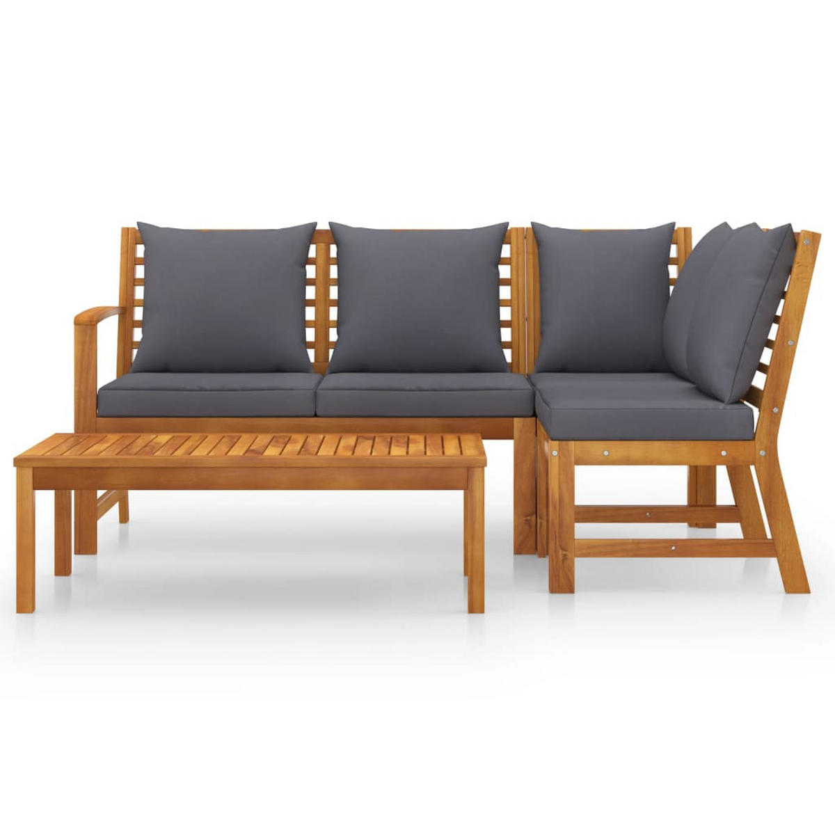 GARTENSET Reichmans 4-teilig - Grau, Holzwerkstoff - Nettlife