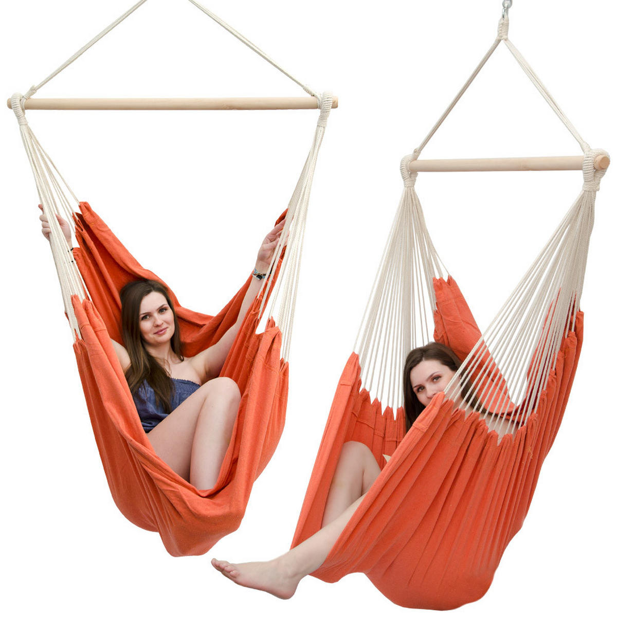 XXL HÄNGESESSEL 185/130 cm Belastbar bis 150 kg Orange - Orange, Textil (130/155/185cm) - Amanka