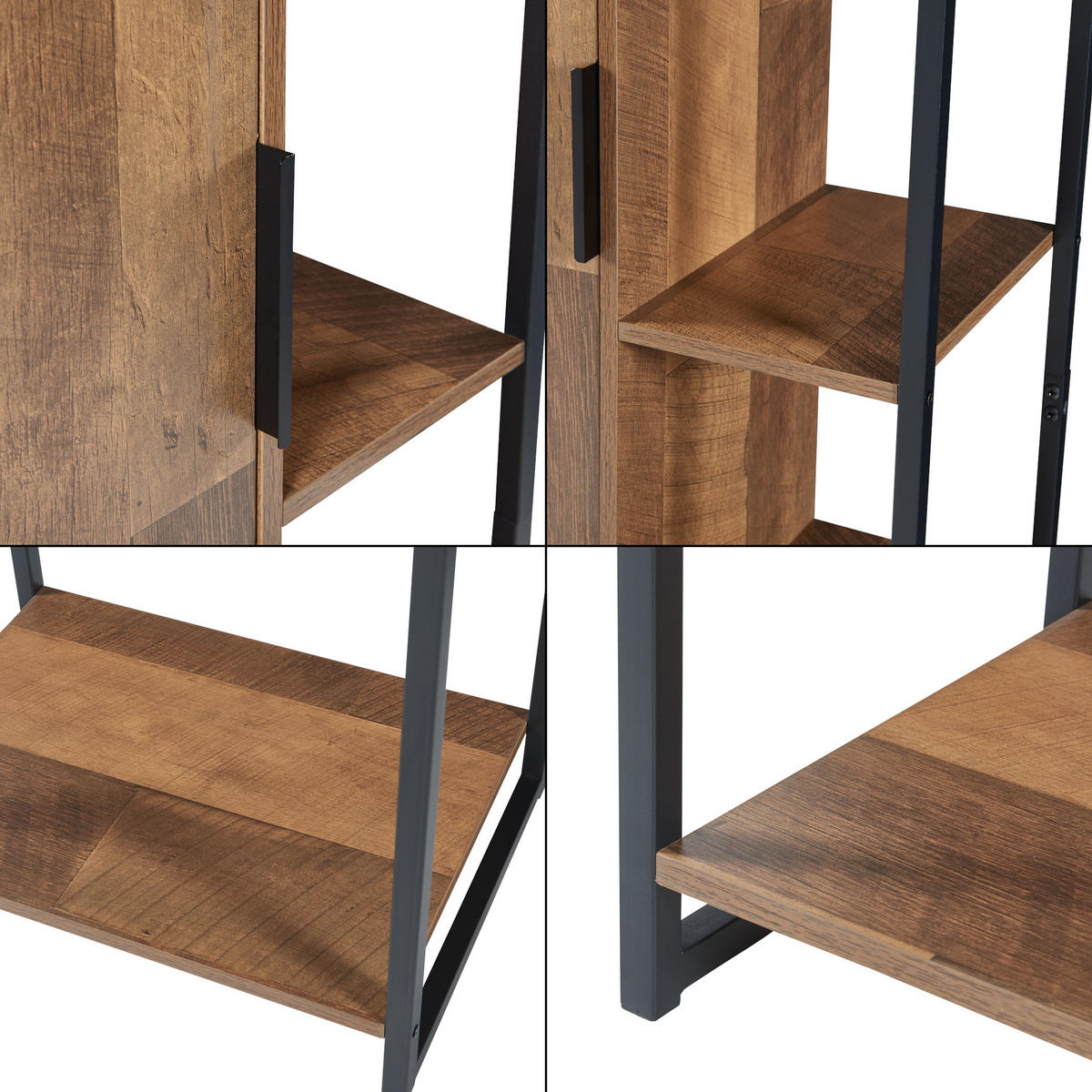 HOCHSCHRANK Namsskogan - Walnussfarben/Schwarz, Holzwerkstoff/Metall (42.5/165/30cm) - [en.casa]