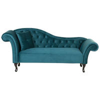 ČALOUNĚNÉ LEHÁTKO CHAISE LONGUE Sametová látka modrozelené levostranné Lattes - modrá, textil (188/87/59cm) - Beliani