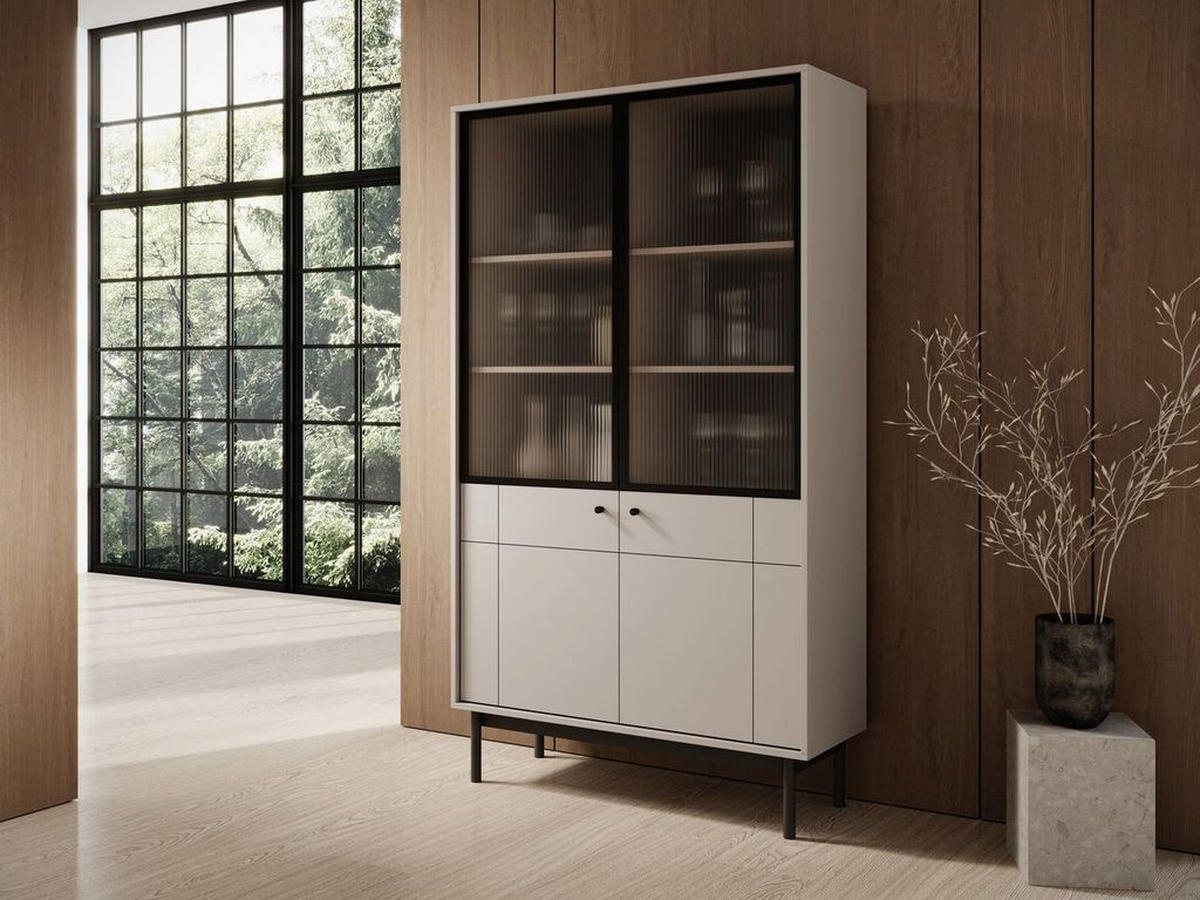 VITRINE – R104 – 104 cm – JAPANDI – Kaschmir - Kaschmir, Holzwerkstoff (103.5/184.6/39cm) - hi-markt