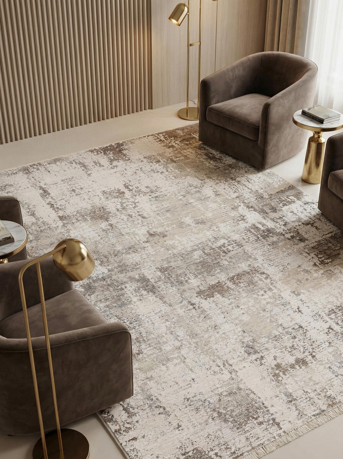TEPPICH Velours abstrakt flauschig pflegeleicht SIENA-Arbia, Beige 200x300 cm - Beige, Textil (200/300cm) - KADIMA DESIGN