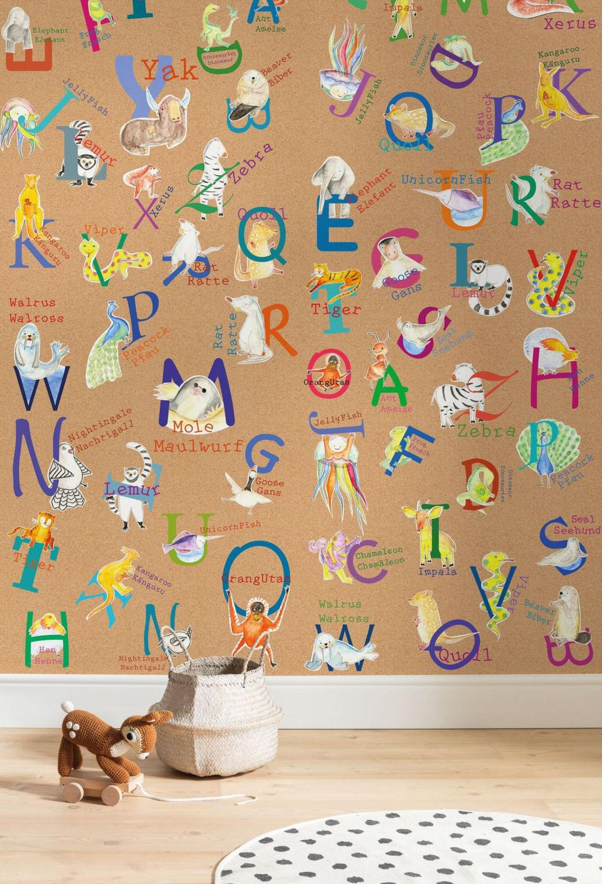 FOTOTAPETE Tiere alphabetisch 200 x 250 cm - Multicolor, Papier (200/250cm) - Sanders & Sanders